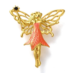Angel & Fairy Мультяшный золотой цинковый сплав эмалированный значок, броши из стразов со смолой для одежды рюкзака, ангел и фея, 49x45 мм