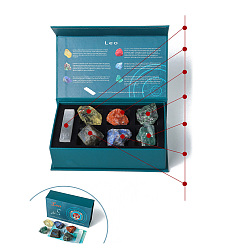 Лео Сырой 12 набор натуральных целебных камней созвездий, Образцы камней чакры Рейки для балансировки энергии, медитационной терапии, Лев, 200x120x60 мм, 7 шт / комплект