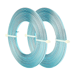 Aqua BENECREAT Aluminum Wire, Flat Craft Wire, Bezel Strip Wire for Cabochons Jewelry Making, Aqua, 3x1mm, about 5m/roll