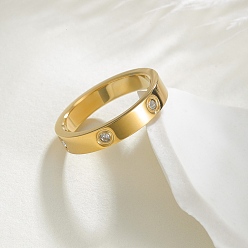 Золотой 304 женские перстни из нержавеющей стали с кристаллами и стразами, золотые, 4 мм, внутренний диаметр: 18 мм