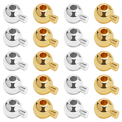 Золотой & Серебряный 40 шт. 2 цвета латунных обжимных бусин, без кадмия и без свинца, круглые, золотой и серебряный, 4.5x3.5x3 мм, отверстие : 1.2 мм, 20 шт / цвет