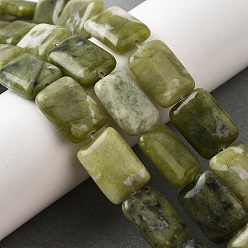 Chinese Jade Натуральные китайские бусины из южного нефрита, прямоугольные, 18x13x5.5 мм, отверстие : 1 мм, около 11 шт / нитка, 7.68''~7.87'' (19.5~20 см)