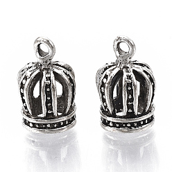 Antique Silver Tibetan Style Alloy Pendants, Cadmium Free & Lead Free, Crown, Antique Silver, 15x8.5mm, Hole: 1.6mm, about 585pcs/1000g