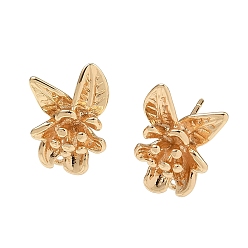 Настоящее золото 18K Изделия из латуни, цветок, с петлей, реальный 18 k позолоченный, 16x10 мм, отверстие : 1.2 мм, штифты : 0.7 мм