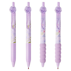 Purple 4Pcs Plastic Rose Flower Pen Sets, Purple, 140x15x19mm