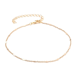 Golden Brass Link Chains Anklets, with Lobster Claw Clasps, Rhombus, Golden, 9-1/2 inch(24cm)