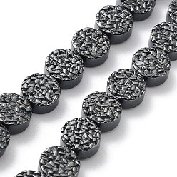 Non-magnetic Hematite Synthetic Non-Magnetic Hematite Beads Strands, Flat Round, 8x3.5mm, Hole: 1mm, about 49pcs/strand, 15.79 inch(40.1cm)