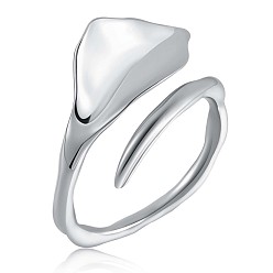 Platinum Anti-Tarnish Rhodium Plated 925 Sterling Silver Triangle Open Cuff Ring for Men Women, Platinum, US Size 9(18.9mm)