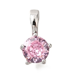 Платина Латунные микро проложить кубического циркония прелести, без кадмия, без никеля и без свинца, плоско-круглые, платина, 12.5x7x6 мм, отверстие : 3x3.5 мм