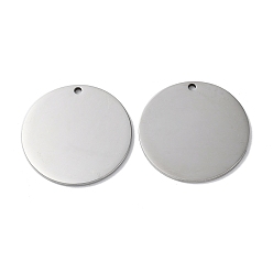 Нержавеющая Сталь Цвет Не тускнеющие 304 подвески из нержавеющей стали, штамповка пустой метки, плоский круглый шарм, цвет нержавеющей стали, 28x1.3 мм, отверстие : 1.8 мм