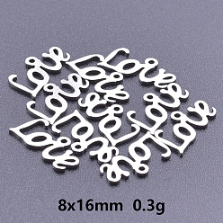 Нержавеющая Сталь Цвет Подвески из нержавеющей стали, не тускнеющие, словесное любовное очарование, цвет нержавеющей стали, 8x16 мм