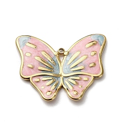 Бабочка 304 нержавеющей стальной эмали подвески, бабочка, 24.5x30x2 мм, отверстие : 1.6 мм