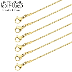 Золотой 8 шт. классические простые 1.2 мм 304 ожерелья из нержавеющей стали в виде змеи для мужчин и женщин, с карабин-лобстерами , золотые, 19.69 дюйм (50 см)