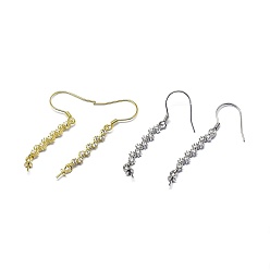 Mixed Color 925 Sterling Silver Dangle Earring Findings, with Cubic Zirconia, For Half Drilled Beads, Clear, Mixed Color, 40x3mm, 24 Gauge, Pin: 0.5mm