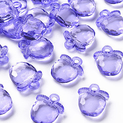 Средний Синий Шифер Прозрачные акриловые подвески, граненые, яблоко, средний грифельно-синий, 20x17x5~6 мм, отверстие : 3 мм, Около 480 шт / 500 г