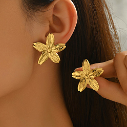 Золотой Серьги-гвоздики из нержавеющей стали в форме цветка, золотые, 29.8 мм