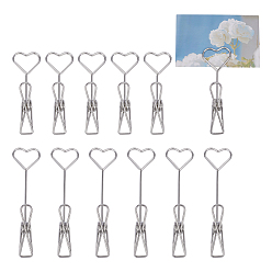 Платина 12 шт. 2 стили железный зажим для карточек в форме сердца, держатель меню, платина, 89~119x30x26~26.5 мм, 6 шт / стиль