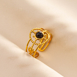 Синтетическая Бирюза Регулируемые 304 манжеты из нержавеющей стали с открытыми кольцами для женщин, круглые, с синтетическими бирюзовый, золотые, 13 мм, внутренний диаметр: 17 мм