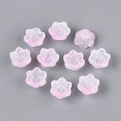 Бледно-Розовый Прозрачные двухцветные колпачки для стеклянных бусин, окрашенные аэрозольной краской, цветок, розовый жемчуг, 7x11.5x11.5 мм, отверстие : 0.8~1.4 мм, около 1950~2000 шт / упаковка