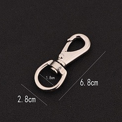 Platinum Zinc Alloy Swivel Clasps, Platinum, 68x28mm
