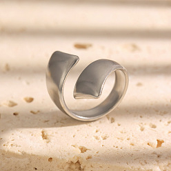 Stainless Steel Color Irregular 304 Stainless Steel Open Cuff Rings, Stainless Steel Color, Inner Diameter: 17.4mm