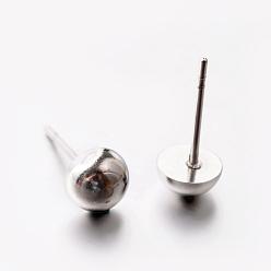 Нержавеющая Сталь Цвет Устойчивые к потускнению 304 фурнитура для сережек-гвоздиков из нержавеющей стали, цвет нержавеющей стали, 6 мм, штифты : 0.8 мм