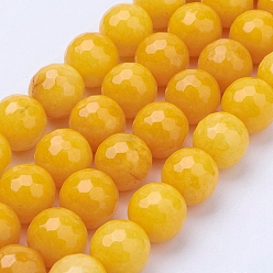 Оранжевый Натуральный Malaysia нити нефритовый шарик, окрашенные, граненые, круглые, оранжевые, 8 мм, отверстие : 1 мм, около 46 шт / нитка, 14.5 дюйм (36.83 см)