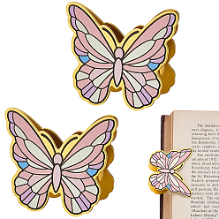 Pink 2шт. латунные эмалированные зажимы в форме бабочки, офисные школьные принадлежности, розовые, 43.5x52x20.5 мм