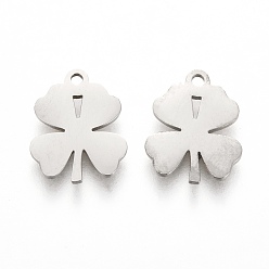 Нержавеющая Сталь Цвет Устойчивые к потускнению 304 подвески из нержавеющей стали, лазерная резка, клевер, цвет нержавеющей стали, 11.5x9.5x1 мм, отверстие : 1.2 мм