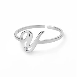 Letter X Регулируемые 201 манжеты из нержавеющей стали с буквами для женщин, платина, Письмо X, внутренний диаметр: 15~20 мм