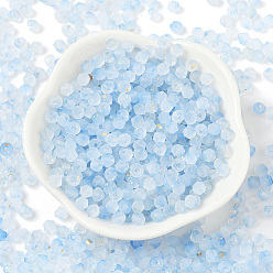 Небесно-голубой 100g матовые стеклянные бусины, двухконусные, золотой фольгой, граненые, голубой, 4.5x3.5 мм, отверстие : 1 мм