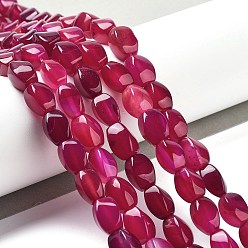 Средний Фиолетово-красный Природный агат бисер нитей, окрашенная и подогревом, твист, средне фиолетовый красный, 12x8x8 мм, отверстие : 1.2 мм, около 33 шт / нитка, 16.34'' (41.5 см)