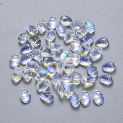 Прозрачный АВ Прозрачные брызги окрашенные стеклянные подвески, с покрытием AB цвета, овальные, ясно AB, 8.5x6x4.5 мм, отверстие : 1 мм