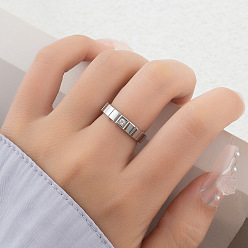 Нержавеющая Сталь Цвет 304 Кольца из нержавеющей стали и кубического циркония, квадратный, цвет нержавеющей стали, размер США 6 (16.5 мм)