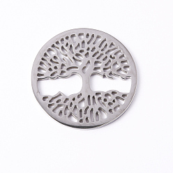 Stainless Steel Color 304 Stainless Steel Filigree Joiners, Flat Round, Stainless Steel Color, 35x2mm
