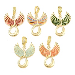 Color mezclado Colgantes de latón esmaltado, encantos de pavo real, sin plomo y cadmio, chapado en rack, larga duración plateado, real 18 k chapado en oro, color mezclado, 50 mm