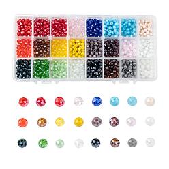 (52) Непрозрачная лаванда Гальванические стеклянные бусины, гальваническое покрытие, граненые, рондель, разноцветные, 6x5 мм, отверстие: 1 мм, 24 цветов, 50 шт / цвет, 1200 шт / коробка