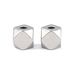 Color de Acero Inoxidable 304 bolas de acero inoxidable, cubo poligonal, color acero inoxidable, 6x6x6 mm, agujero: 2 mm