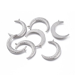 Нержавеющая Сталь Цвет Не тускнеющие 304 подвески из нержавеющей стали, луна, цвет нержавеющей стали, 32x24x3 мм, отверстие : 2 мм