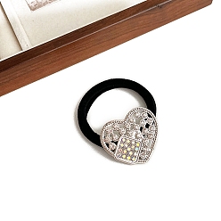 Сердце Блестящие эластичные резинки для волос Fashiona со стразами, держатель для хвоста для девочек и женщин, сердце, 54 мм