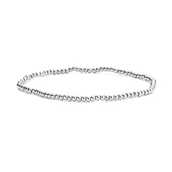 Платина Стеклянный круглый браслет из бисера стрейч для женщин, платина, внутренний диаметр: 2-1/8 дюйм (5.5 см), бусины : 2 мм