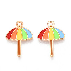 Зонтик Подвески из сплава и эмали на пляжную тематику, золотой свет, зонтик, 21.5x15x1 мм, отверстие : 1.6 мм