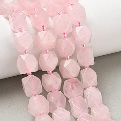 Quartz Rose Naturel a augmenté perles de quartz brins, nuggets, facette, avec des perles de rocaille, 11.5~12.5x9~13x9~12mm, Trou: 1mm, Environ 28 pcs/chapelet, 14.96'' (38 cm)