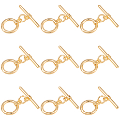 Настоящее золото 18K 10 комплекты латунных застежек-тоглов, с прыжковых колец, реальный 18 k позолоченный, Кольцо: 13x10x1.5 mm, бар: 19x5x2.5 mm, отверстие : 1.5 мм