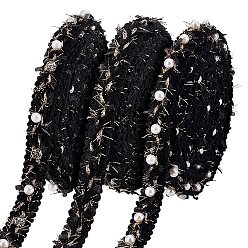 Черный 9 ярды 3 полиэфирная тканая лента, аксессуары для одежды, чёрные, 5/8 дюйм (15 мм), около 3.00 ярдов(2.74м)/стилей