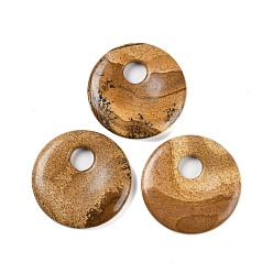 Пейзажный Джаспер Естественного изображения яшмы подвески, подвески в виде пончиков/пи-дисков, 45x5~7 мм, отверстие : 10.5 мм