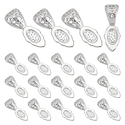 Платина 20шт. стойка покрытие латунные зажимные скобы, приклеиваемые плоские держатели для изготовления подвесок, без кадмия и без свинца, платина, 24x8x8 мм, отверстие : 8.5x6 мм