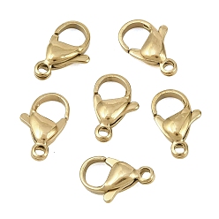 Настоящее золото 18K 304 нержавеющая сталь застежка когтя омара, зеркальная полировка, ионное покрытие (ip), реальный 18 k позолоченный, 12x7.5x3.5 мм, отверстие : 1.4 мм, около 26 шт / упаковка