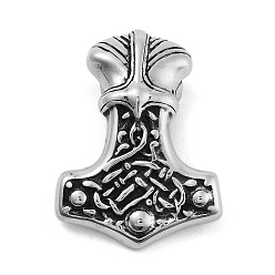 Античное Серебро Викинг 304 подвески из нержавеющей стали, Мьёльнир, амулет молота Тора, античное серебро, 40.5x29.5x11.5 мм, отверстие : 5.5 мм