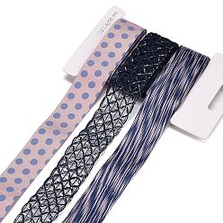 Темно-Синий 9 ярдов 3 стилей полиэфирной ленты, для поделок своими руками, бантики для волос и украшение подарка, темно-синяя цветовая палитра, темно-синий, 1~1-1/8 дюйм (25~28 мм), около 3 ярдов / стиль